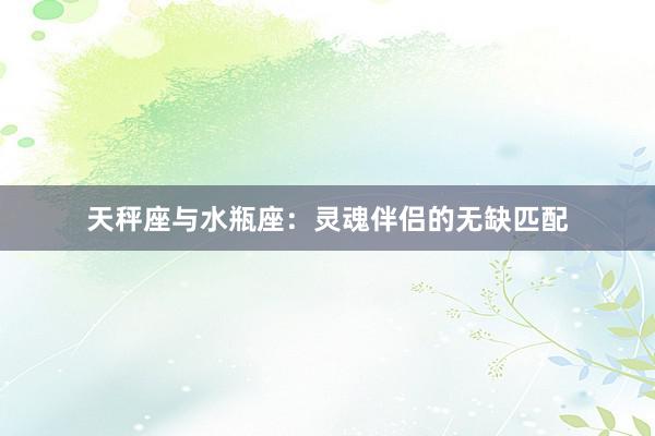 天秤座与水瓶座：灵魂伴侣的无缺匹配